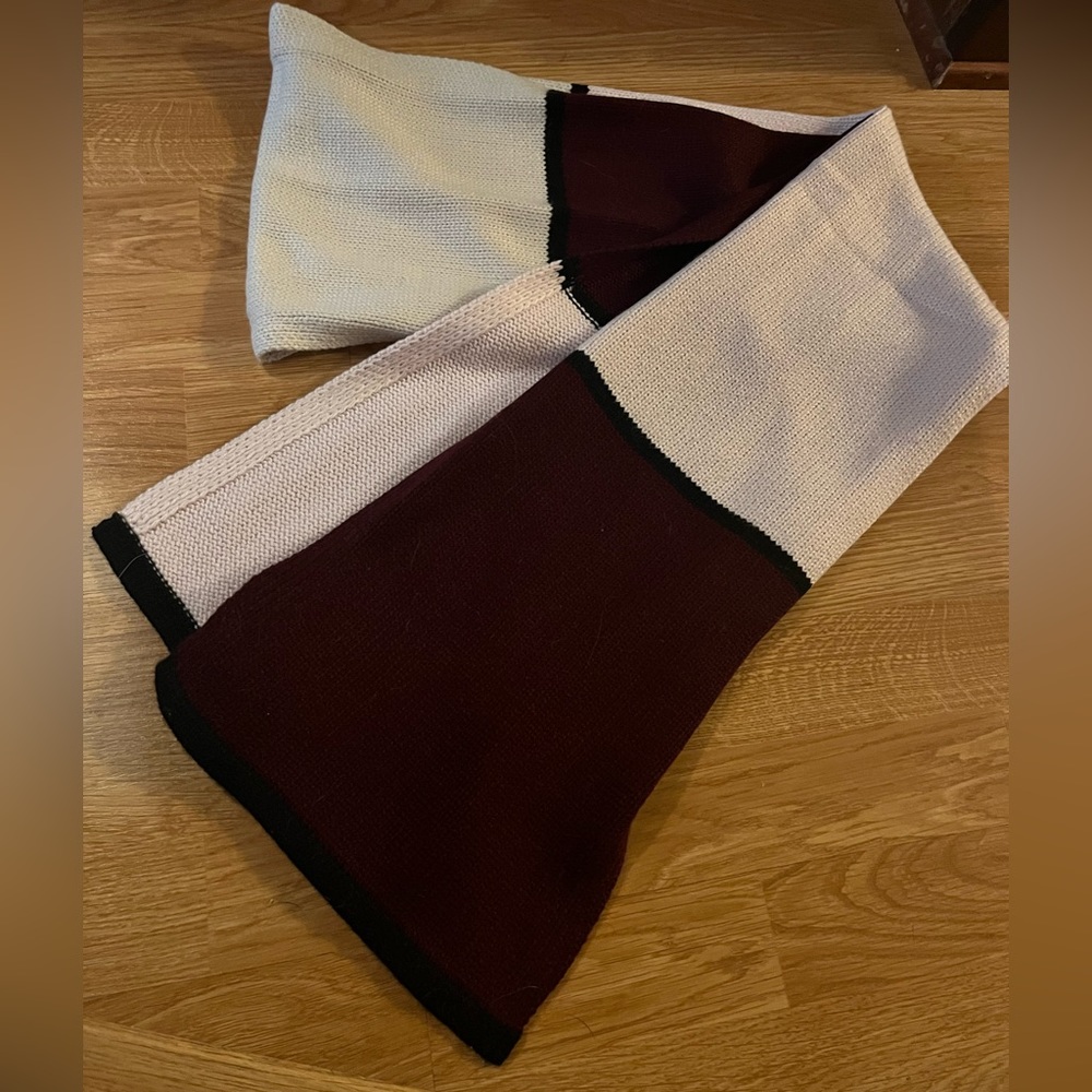 Kate spade color block purple, pink, white, and black stripe scarf